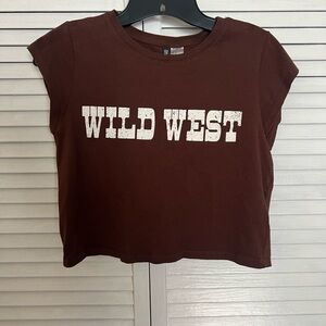 Divided Brown Wild West Crop Top